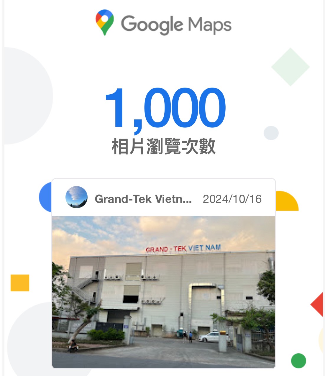 Grand-Tek Vietnam has been viewed over 1,000 times on Google - Grand-Tek